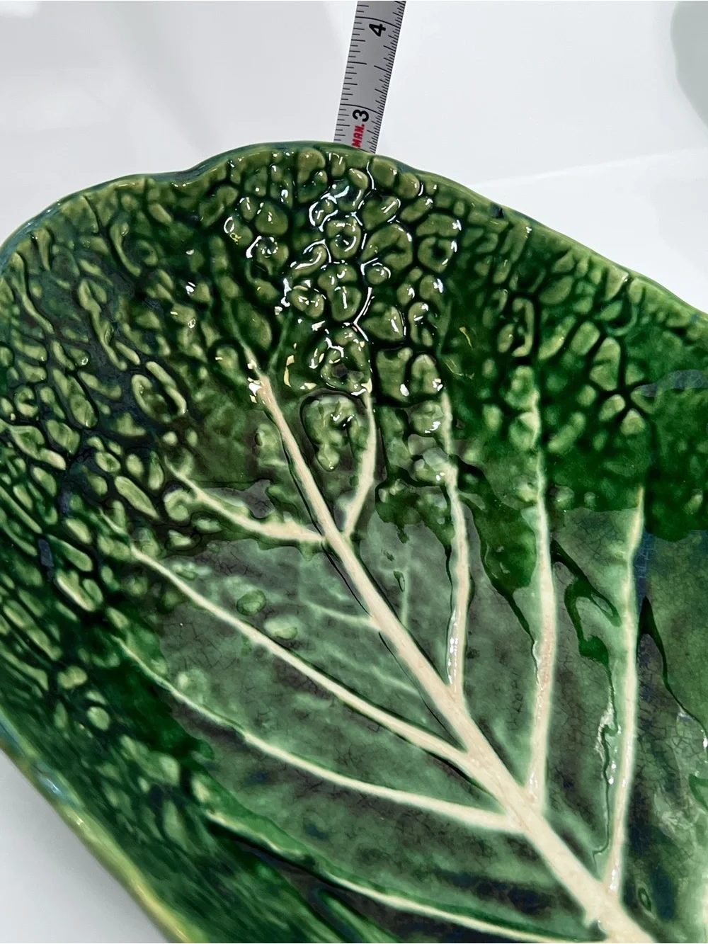 Vintage Bordallo Pinheiro Portuguese majolica cabbage leaf dish Large